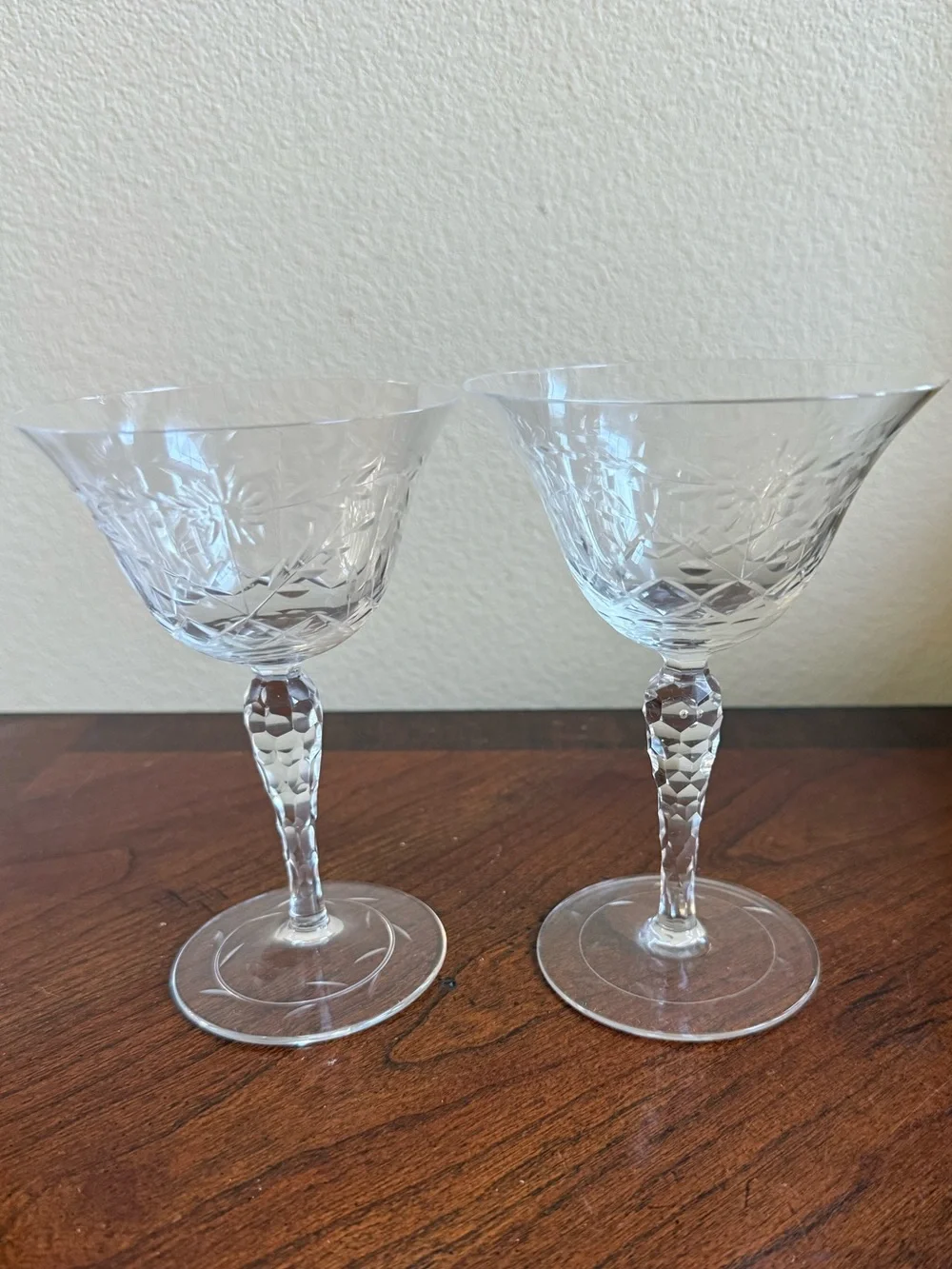Pair of Vintage MCM 40s Libby Rock sharpe art deco stems